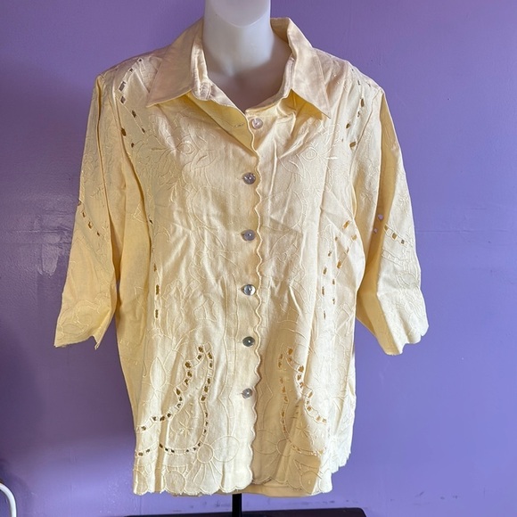 Susan Graver Women's 2-Piece Set Butter Yellow Jacket & Tank Size L Casual Chic - Picture 1 of 5